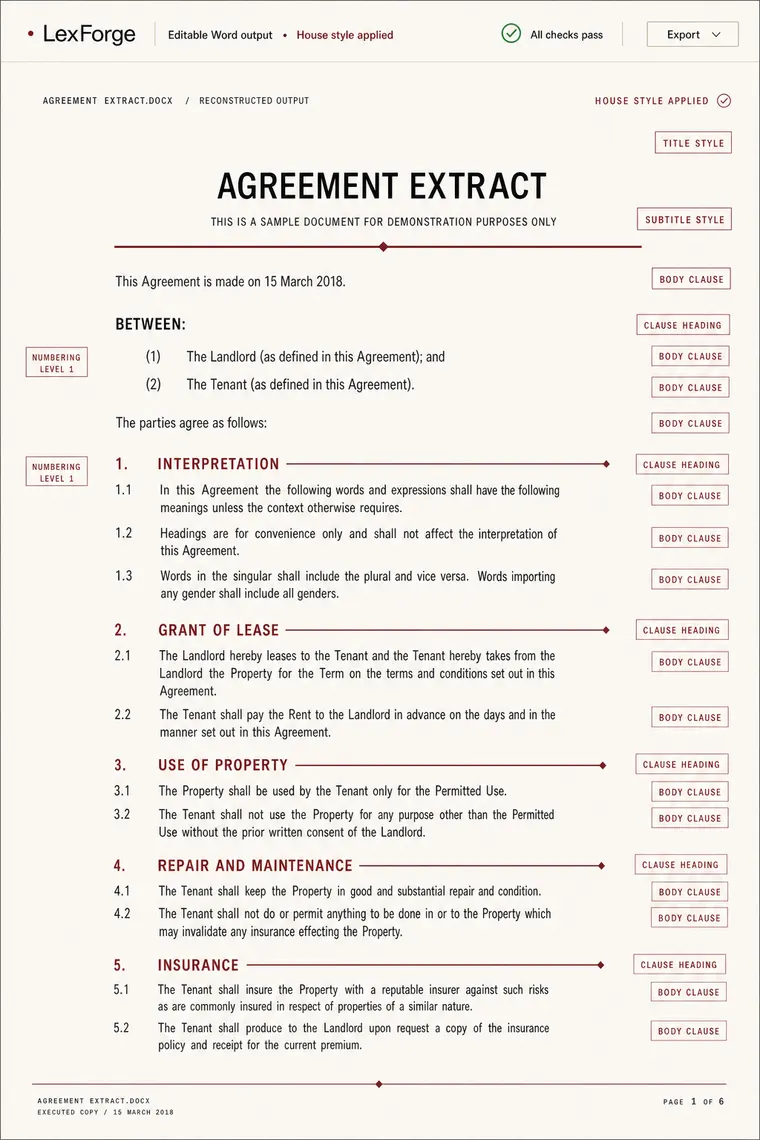 The rebuilt legal document as an editable Word file.