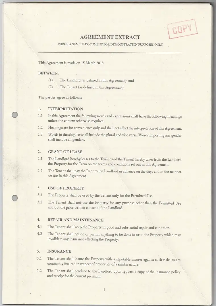 A scanned legal PDF before conversion — faded, low-contrast type.